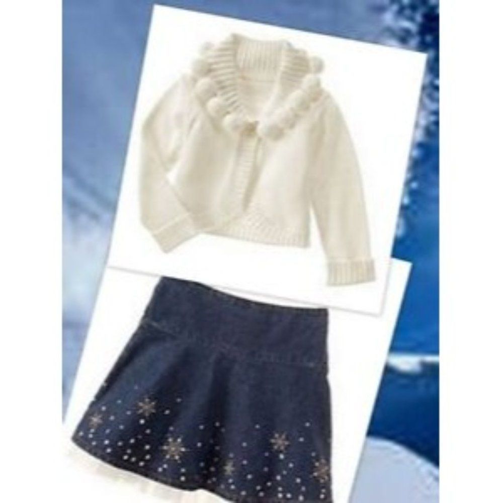Gymboree Girl Snow Princess Pom Pom Sweater & Snowflake Skirt Set - Size 3